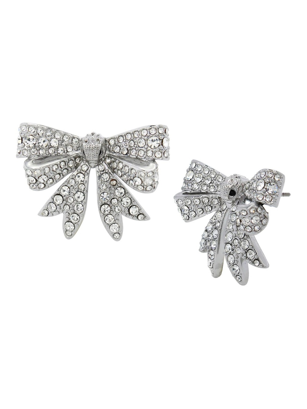 Kurt Geiger Crystal Bow Stud Earrings - Silver and Clear